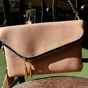 Soft Alba Clutch with Chain and Wristlet Strap